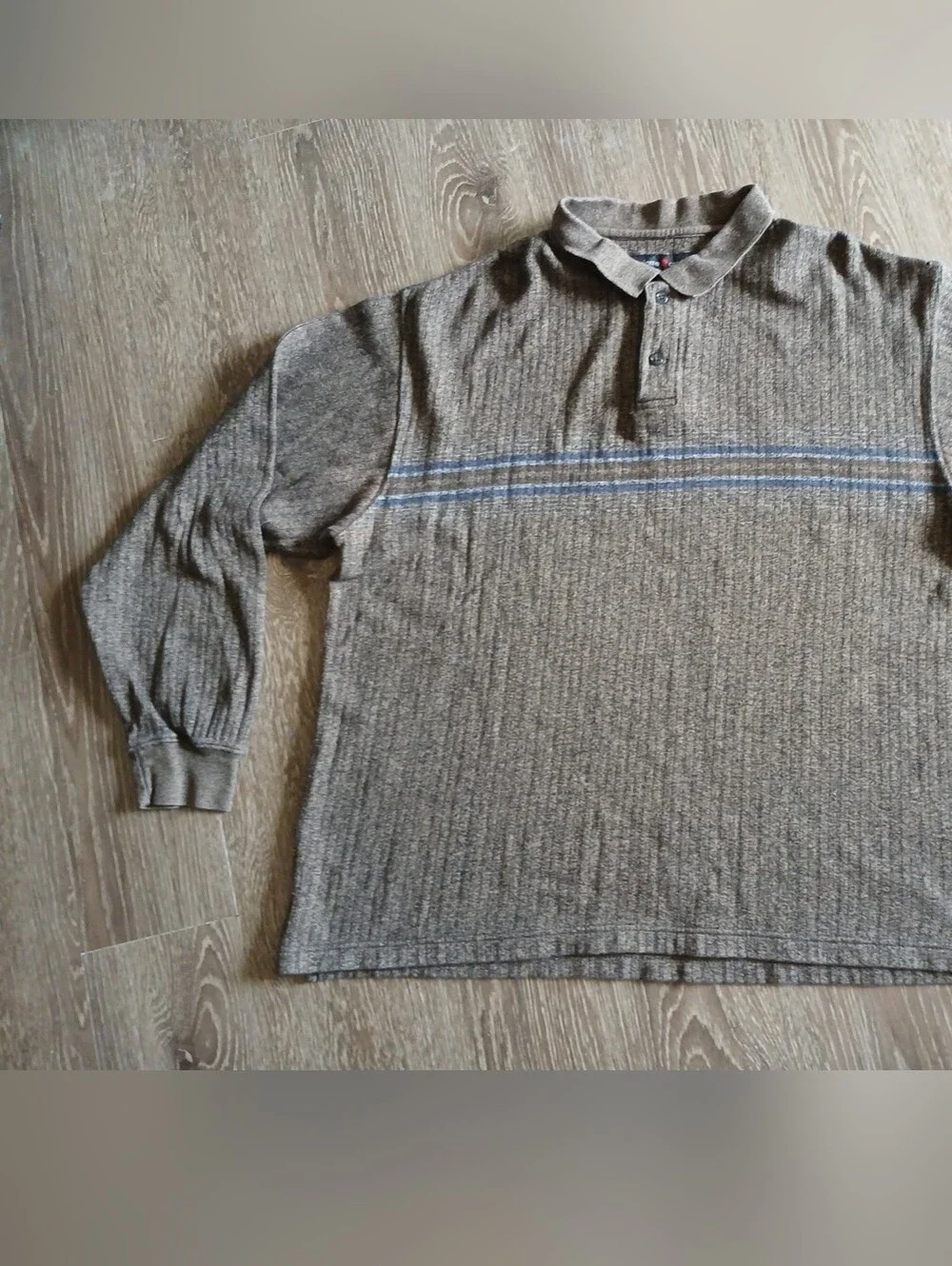 Pierre Cardin Brown Polo Sweater with Blue Chest Stripes 100% Cotton